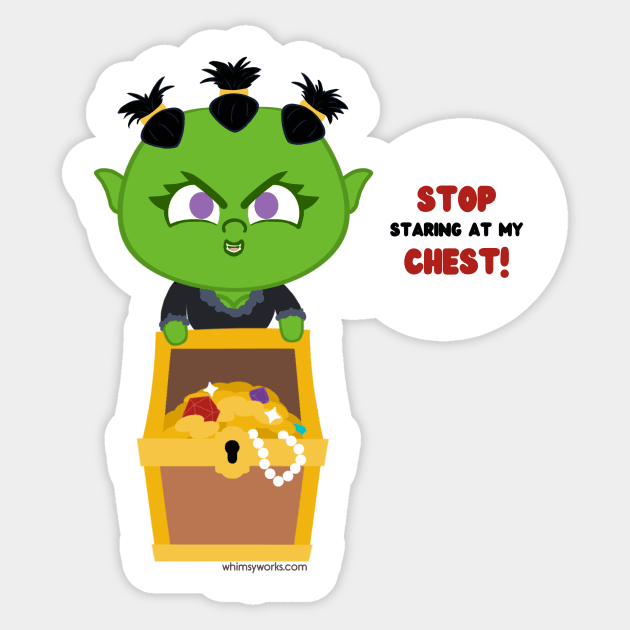 Stop Staring at My Chest // D20 // Orc Sticker by whimsyworks